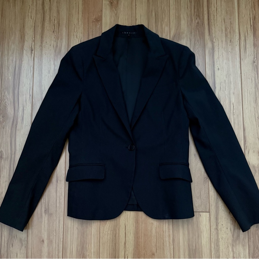 Theory Vintage Pinstripe Blazer in Black
